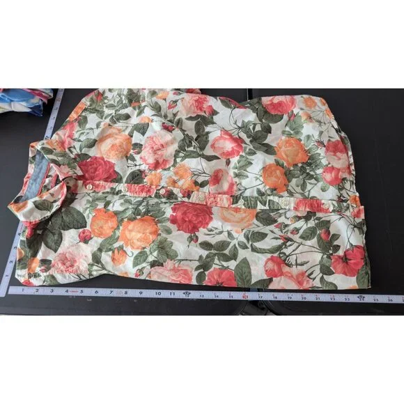 Talbots Womens Floral Button Roll Tab Long Sleeve Shirt Size 12P Petite‎ Boho - Picture 7 of 9